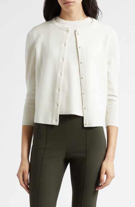 Wool Blend Crewneck Cardigan