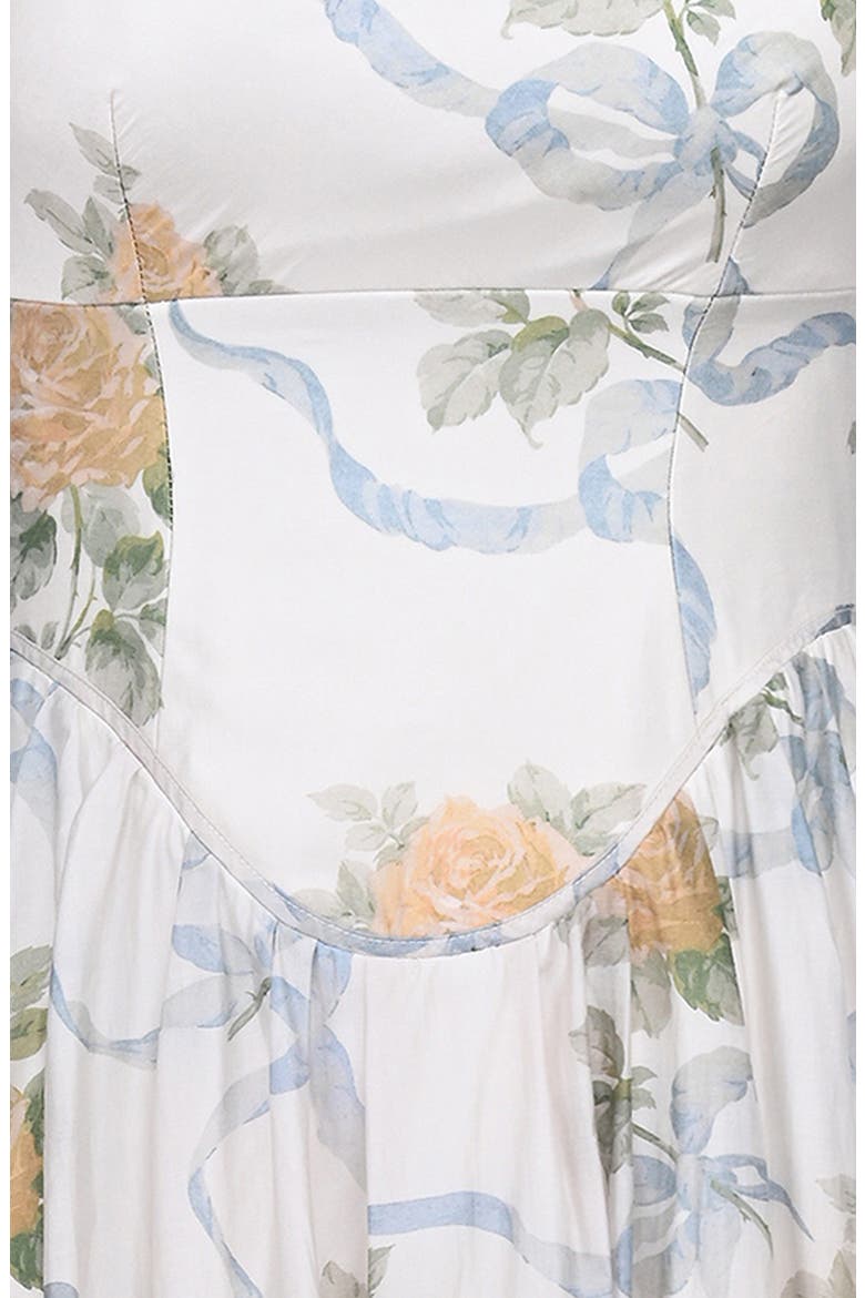Minerva Floral Print Chiffon Midi Sundress, Alternate, color, YELLOW ROSE OFF WHITE