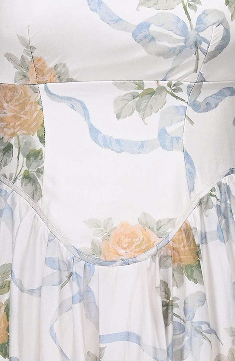 HOUSE OF CB Minerva Floral Print Chiffon Midi Sundress, Alternate, color, Yellow Rose Off White