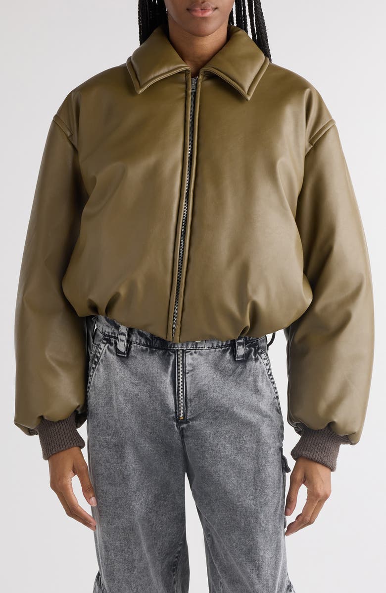 Acne Studios Onnea Coated Bomber Jacket, Main, color, Khaki Green Ab6