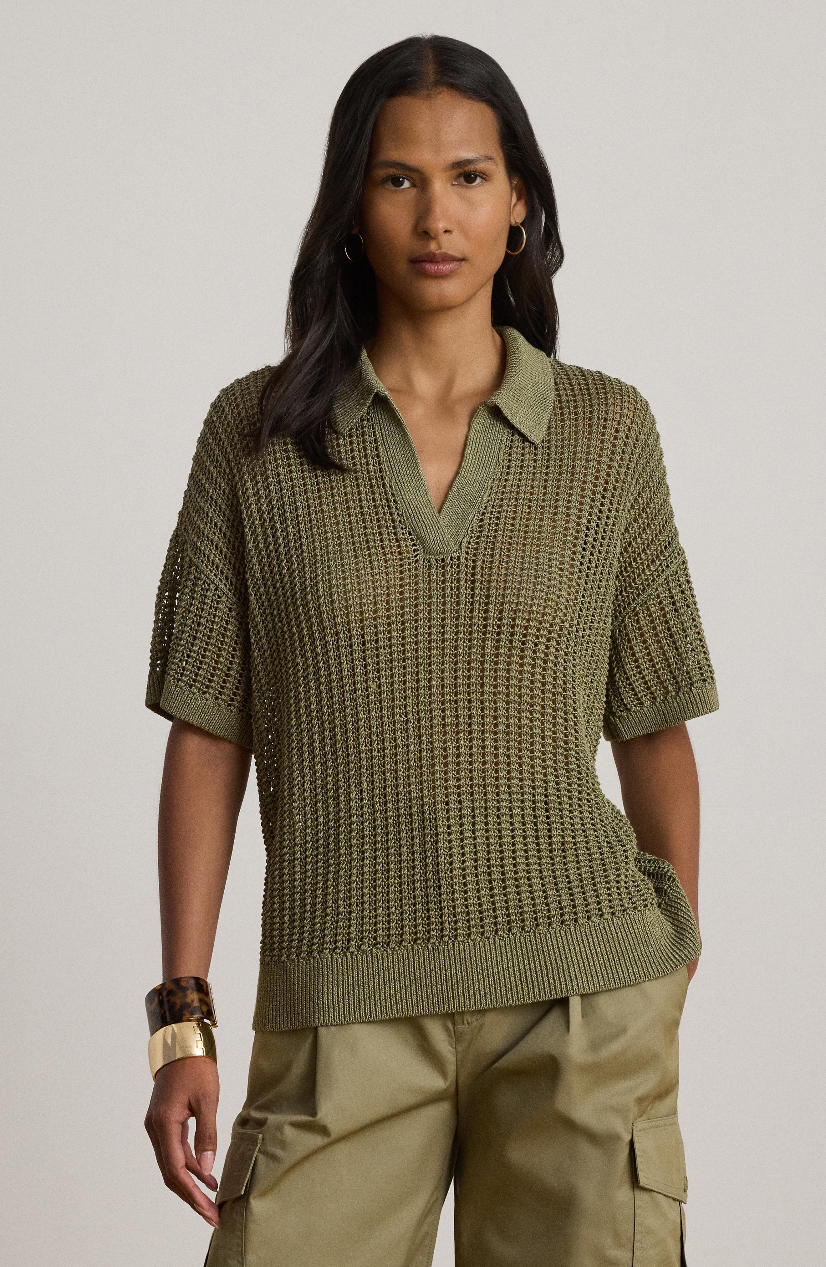 Linen Blend Knit Polo - image 2