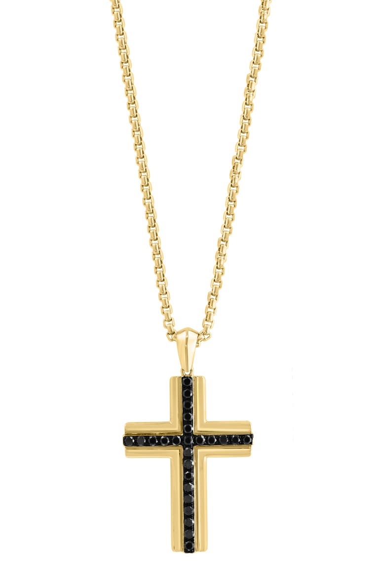 14K Yellow Gold Golden Faith Diamond Cross, Main, color, Black
