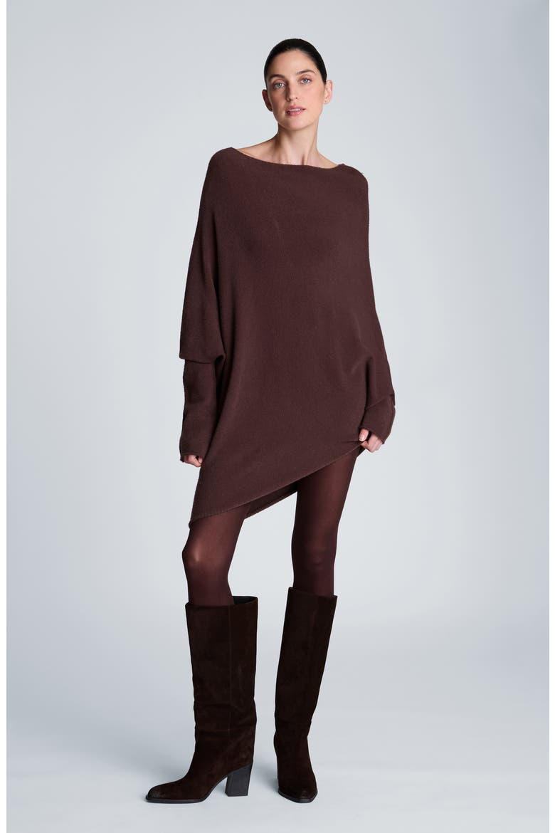 Asymmetric Drape Neck Sweater, Alternate, color, MEDIUM BARK