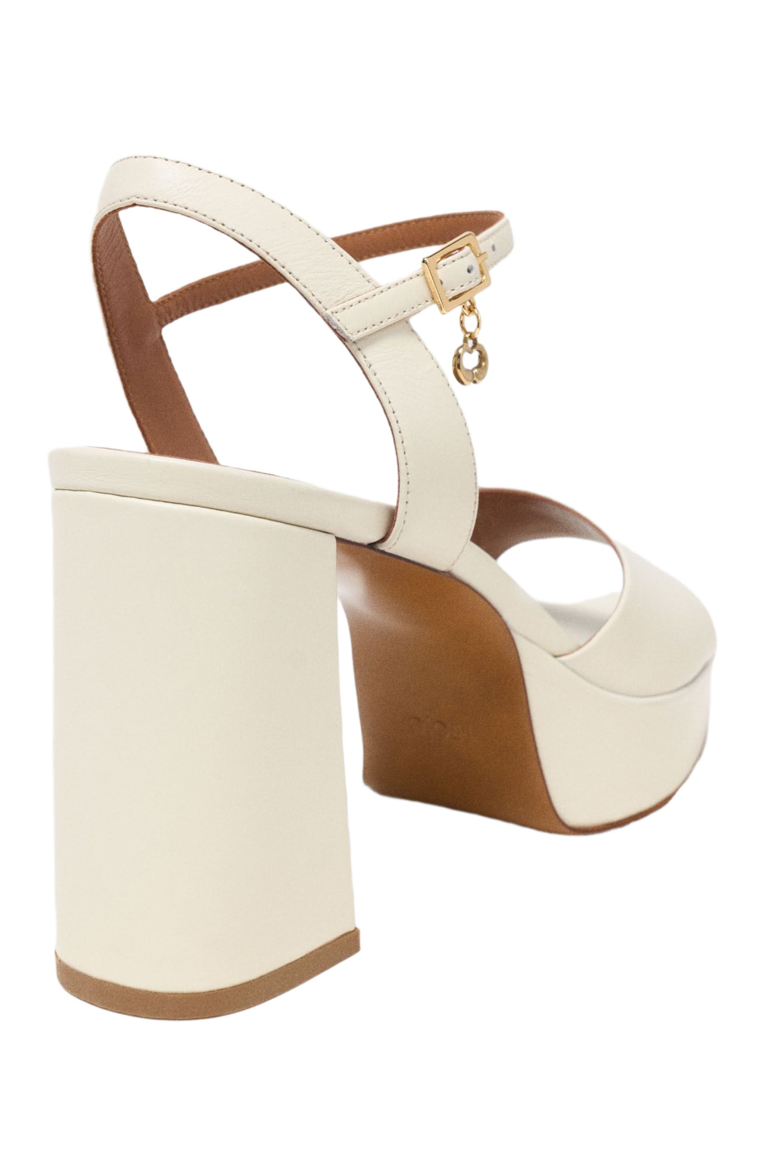 maje Leather platform sandals, Alternate, color, Ecru