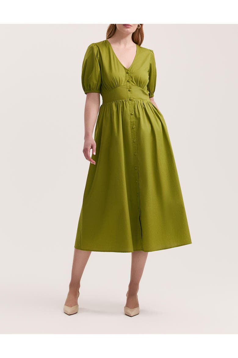 Addison Cotton Midi Tea Dress, Alternate, color, Light Green
