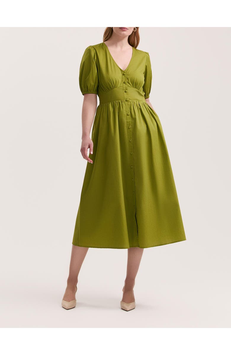Finery London Addison Cotton Midi Tea Dress, Alternate, color, Light Green