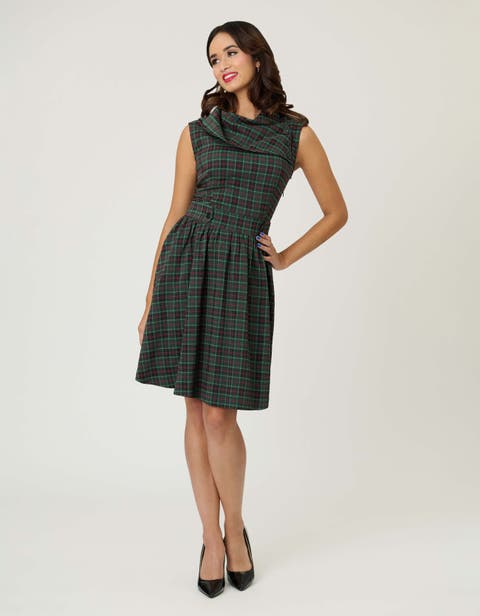 Funnel Neck Flare Dress