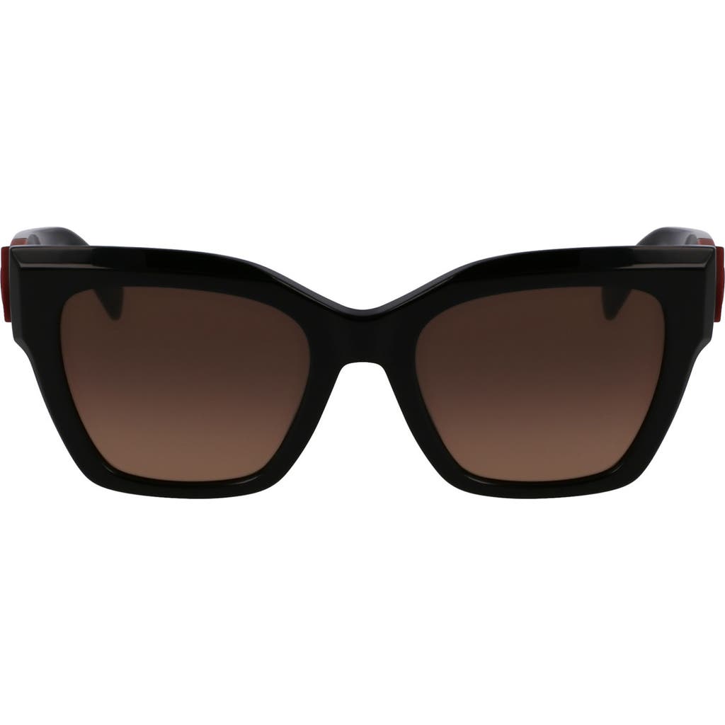 Longchamp Medallion 52mm Modified Rectangular Sunglasses In Black