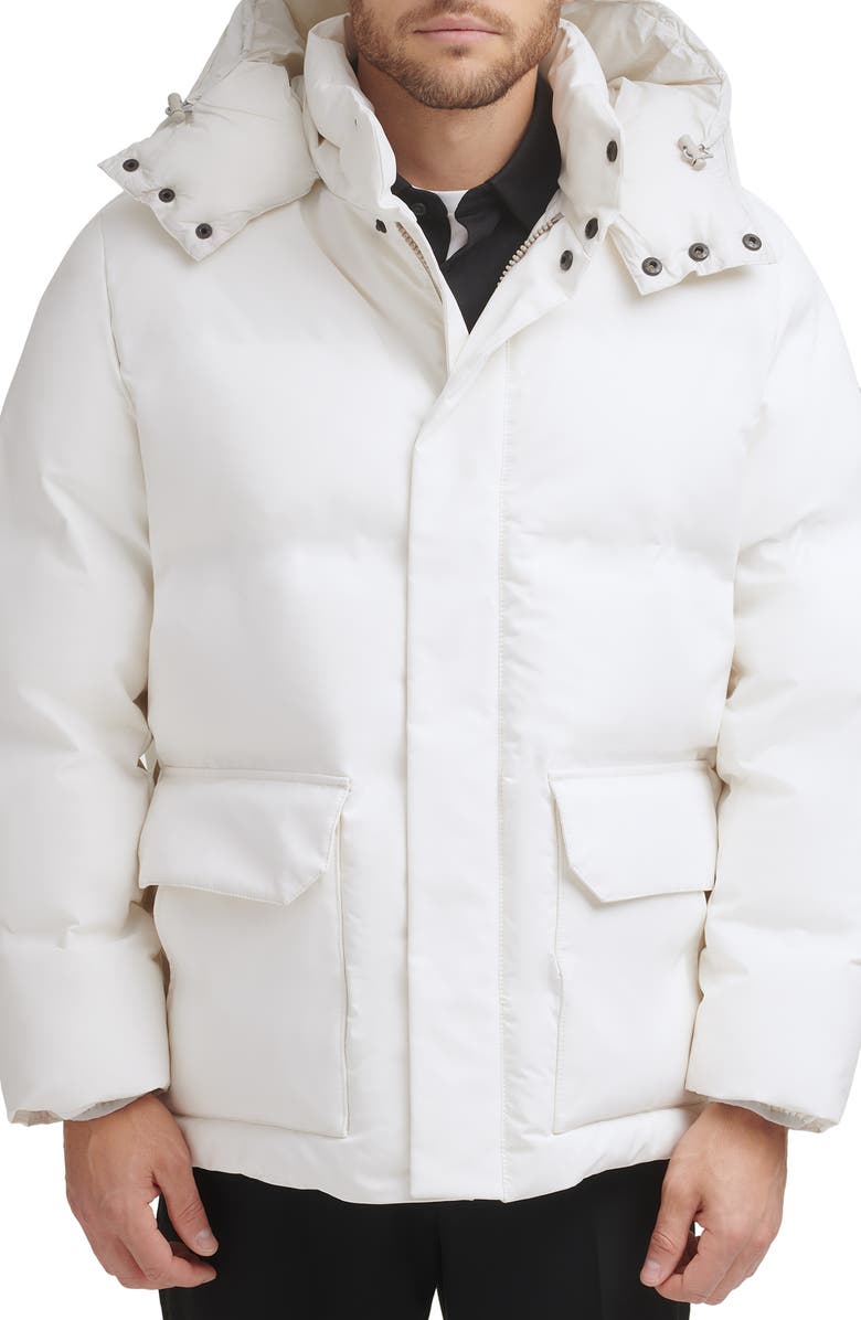DKNY Hooded Puffer Jacket, Main, color, Ice