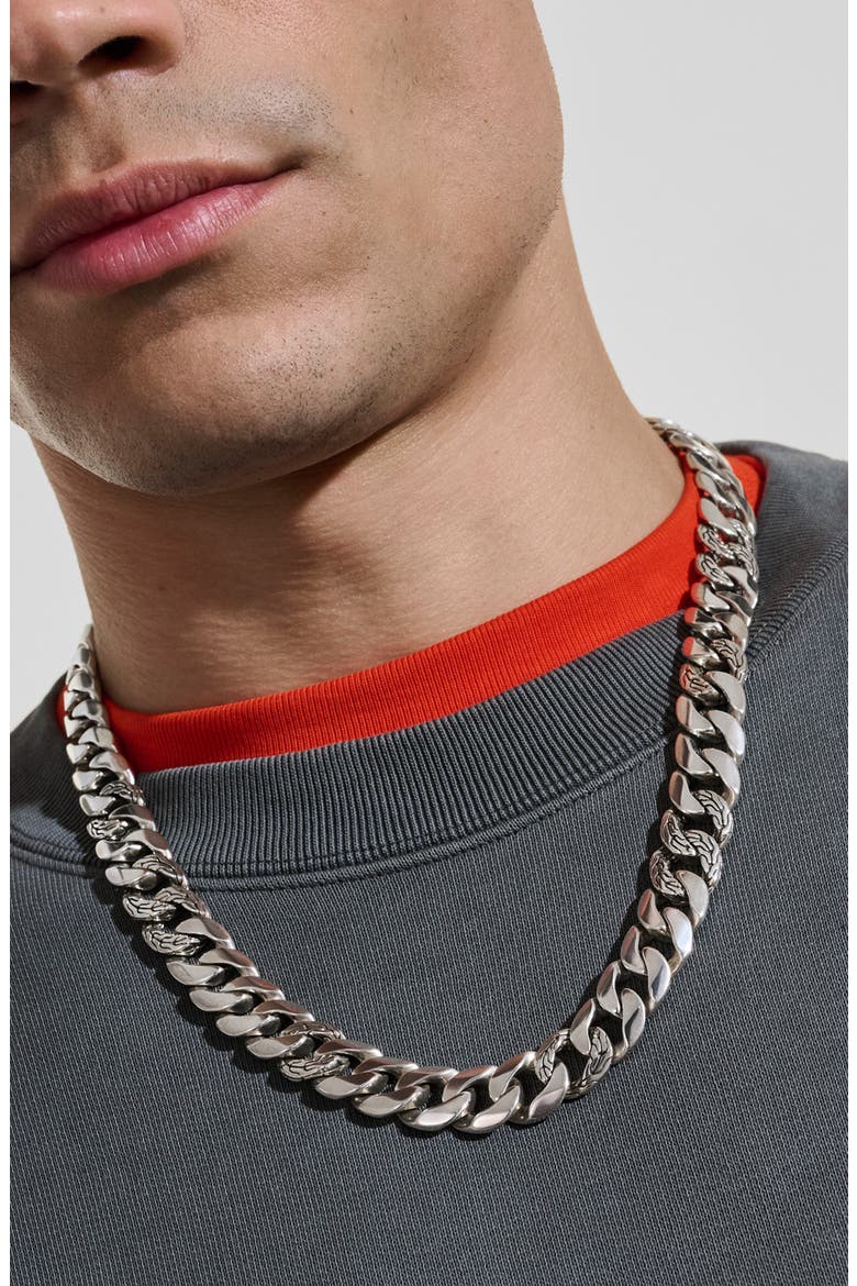 Curb Chain Necklace, 14mm, Alternate, color, SILVER