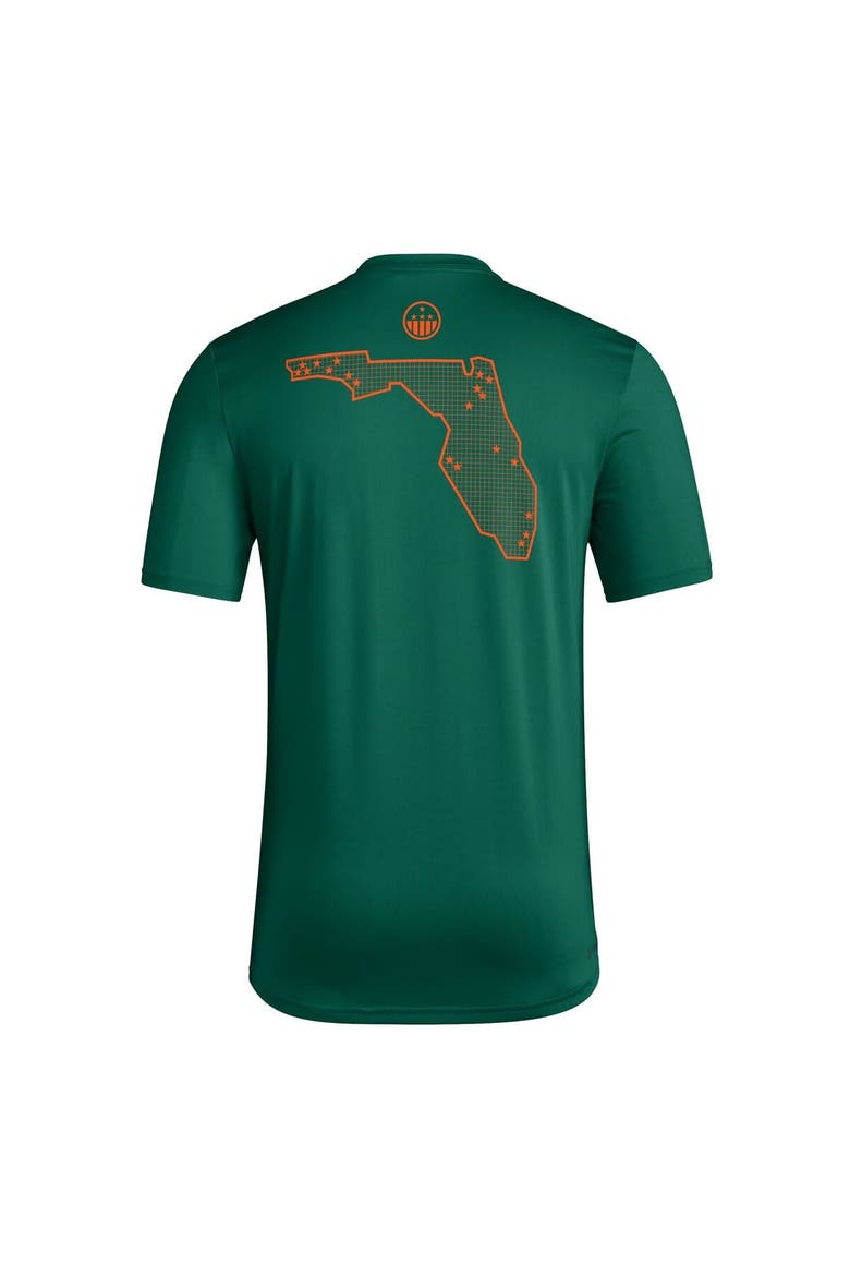 Men's adidas Green Miami Hurricanes Honor & Support Pre-Game T-Shirt, Alternate, color, Green