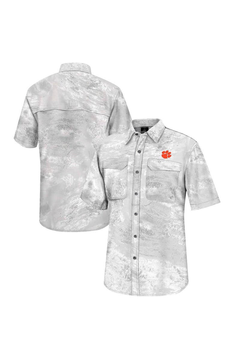 COLOSSEUM Men's Colosseum  White Clemson Tigers Realtree Aspect Charter Full-Button Fishing Shirt, Main, color, White