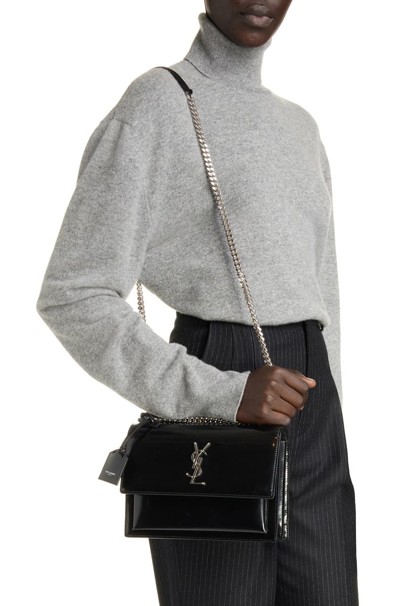 Saint Laurent Medium Sunset Patent Leather Shoulder Bag, Alternate, color,