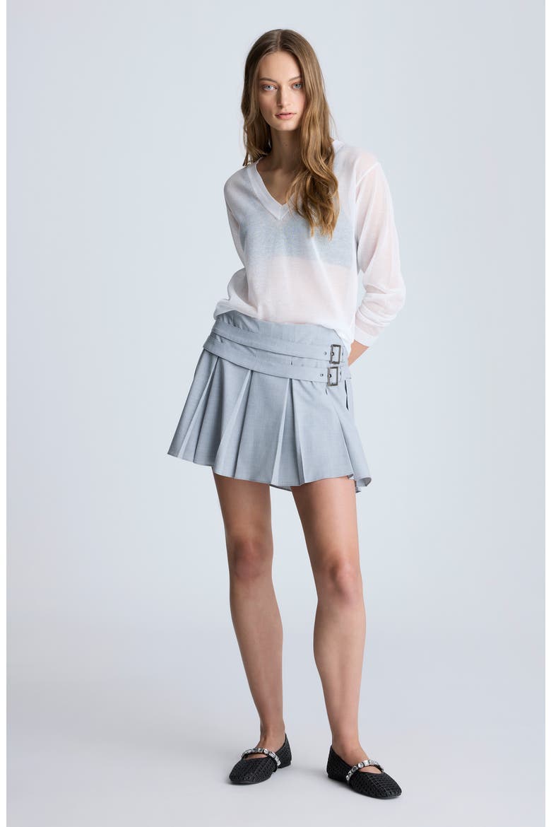 Pleated A-Line Mini Skort, Alternate, color, GREY DUSK MELANGE