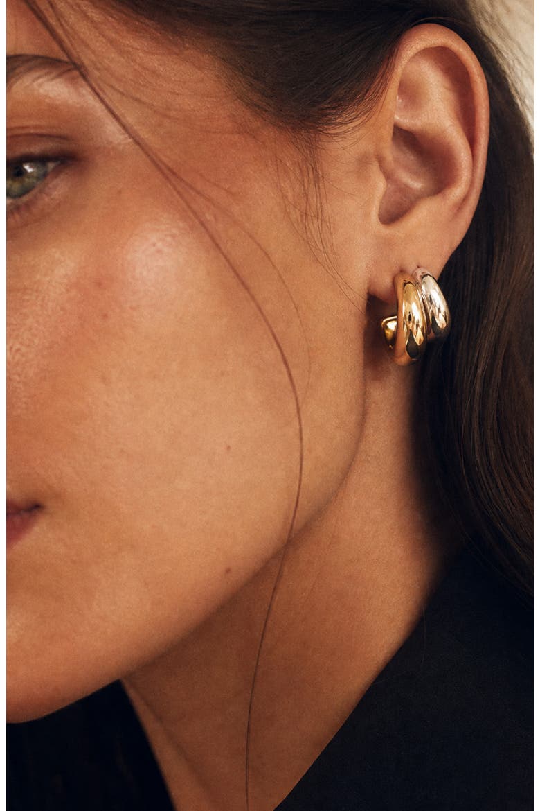Two-Tone Double Hoop Earrings, Alternate, color, TWO TONE