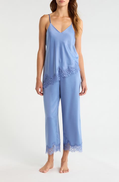 Lace Trim Satin Pajamas