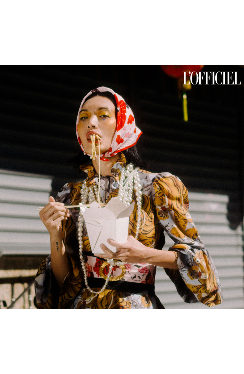 Centinelle Poppy Polka Cat Cotton Silk Bandana, Alternate, color, Pink