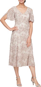 Alex Evenings Sequin Soutache Cocktail Dress