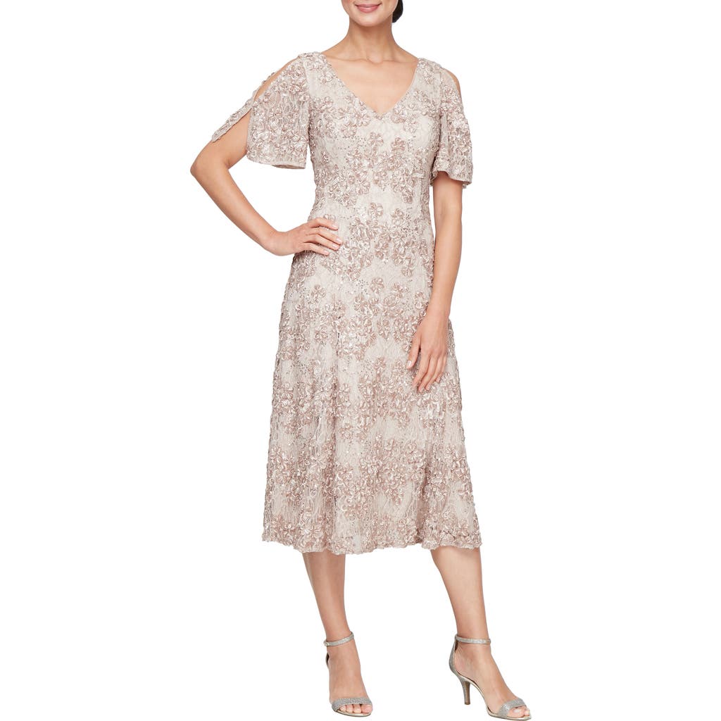 ALEX EVENINGS ALEX EVENINGS SEQUIN SOUTACHE COCKTAIL DRESS