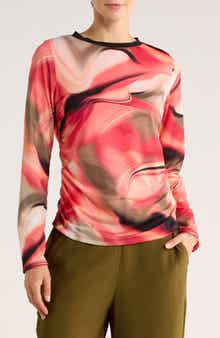 DKNY Print Side Ruched Top
