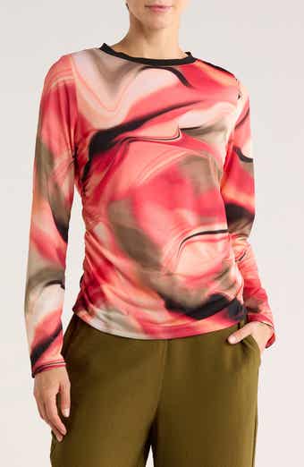 DKNY Print Side Ruched Top