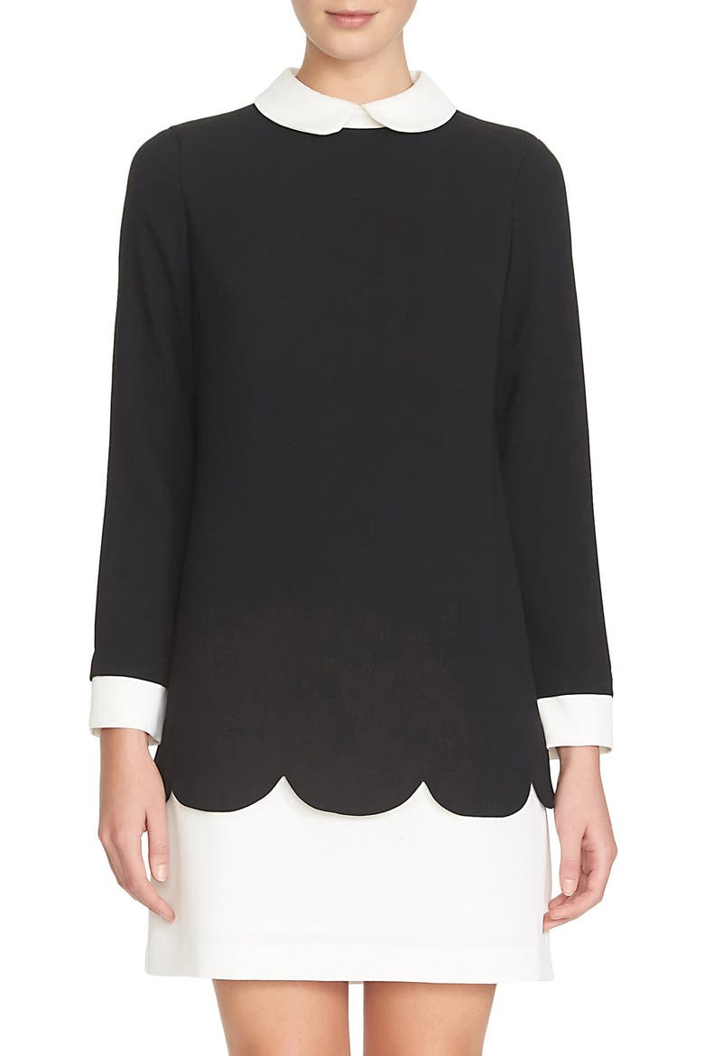 'Jada' Collared Shift Dress, Main, color, RICH BLACK