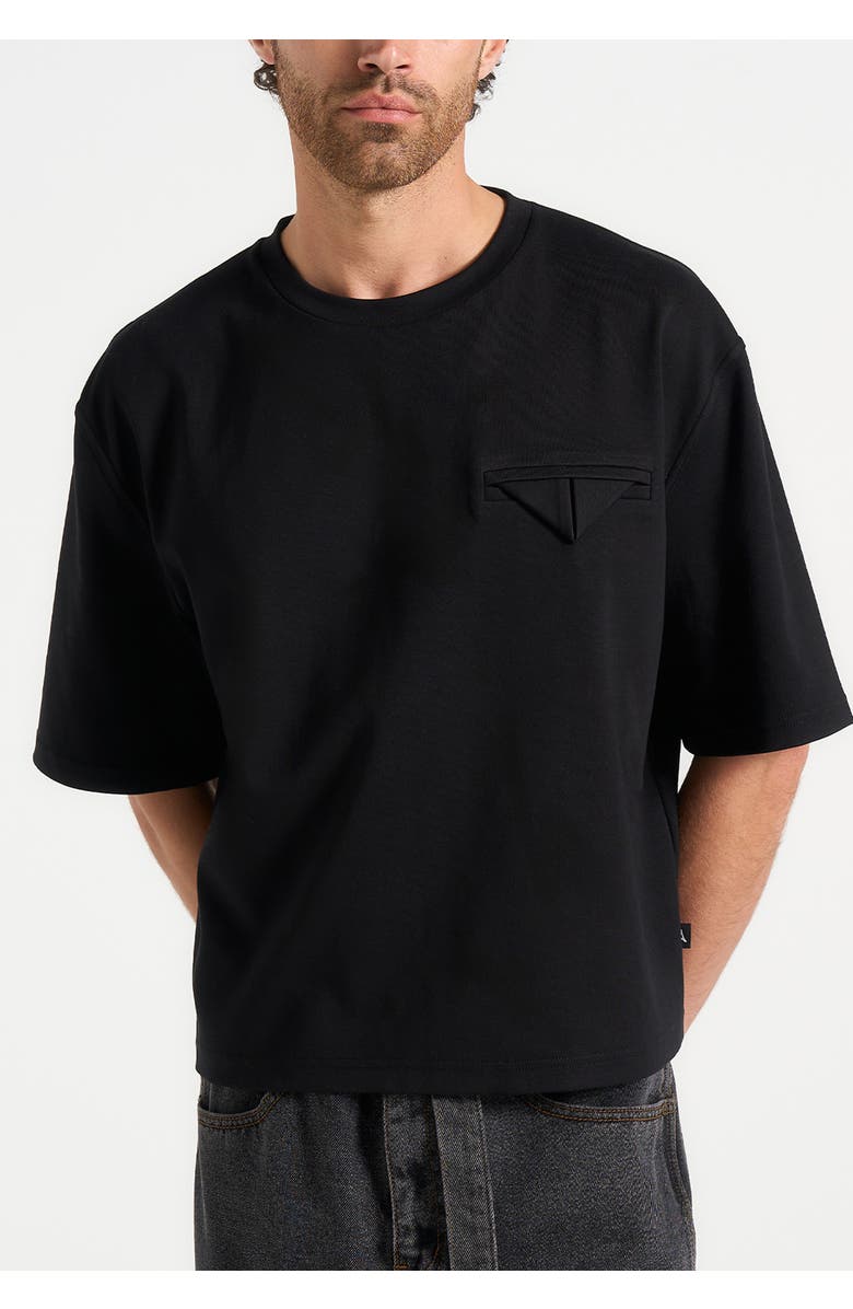 Manière De Voir Leon Boxy Cropped T-Shirt, Alternate, color, Black
