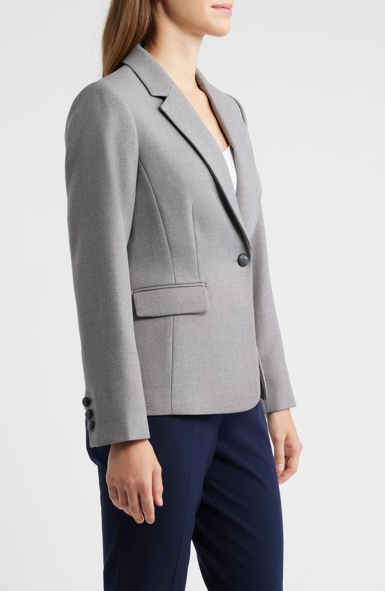 Tahari ASL One-Button Blazer, Alternate, color, Heather Grey