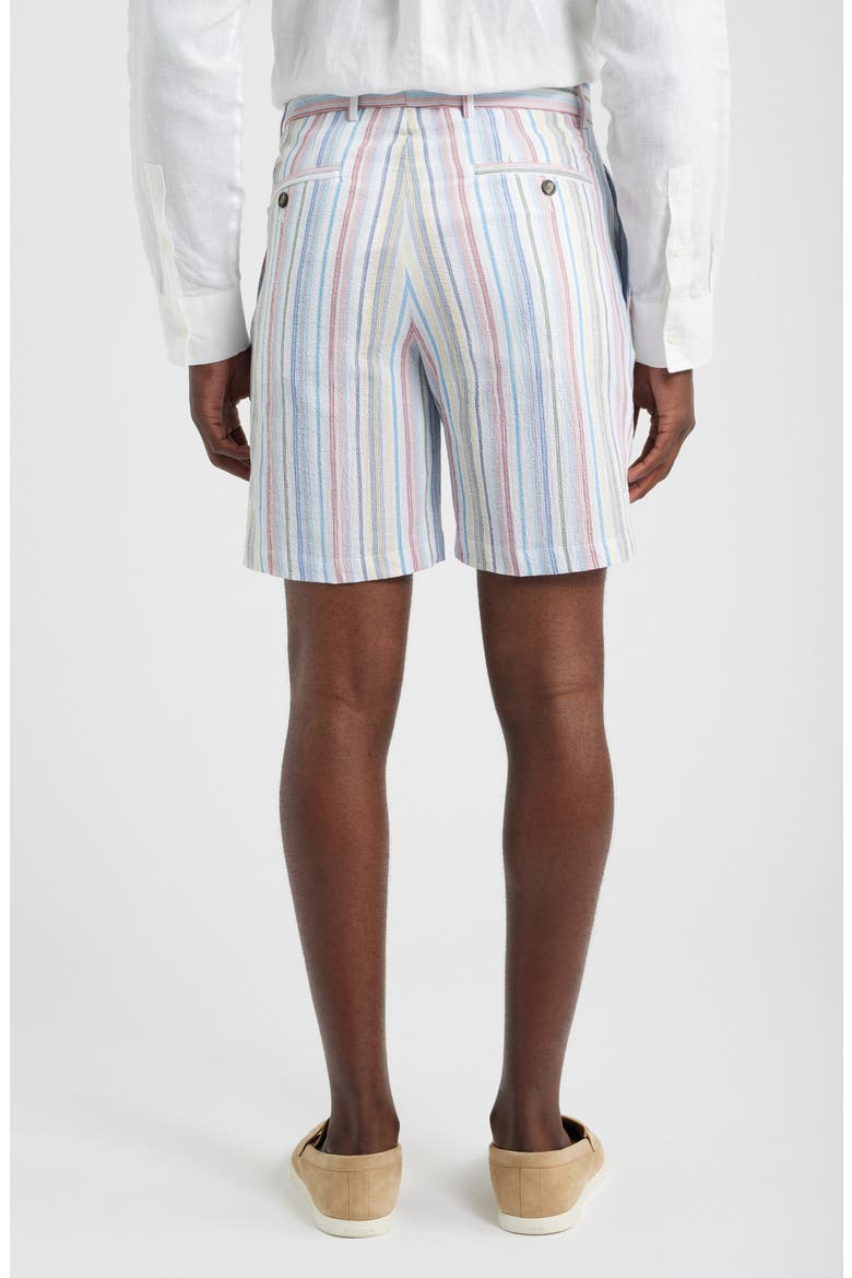 Multi Stripe Flat Front Seersucker Shorts, Alternate, color, WHITE