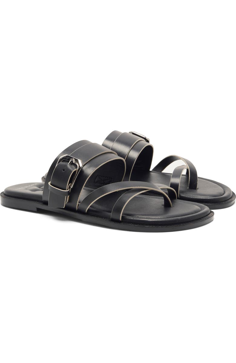 Free People Belted Cross Strap Slide Sandal, Alternate, color, Black Tide Leather