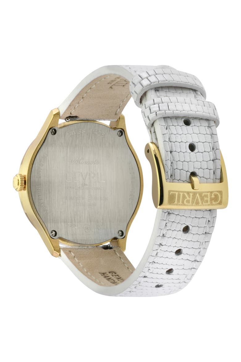 Morcote Swiss Diamond Leather Strap Watch, 36mm - 1.3ct., Alternate, color, WHITE
