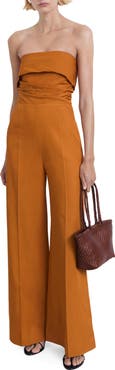 MANGO Foldover Strapless Jumpsuit