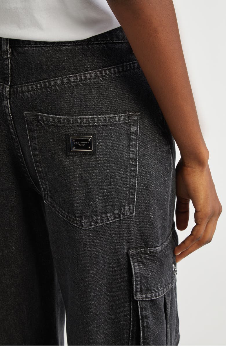 Dolce&Gabbana Denim Wide Leg Cargo Pants, Alternate, color, 