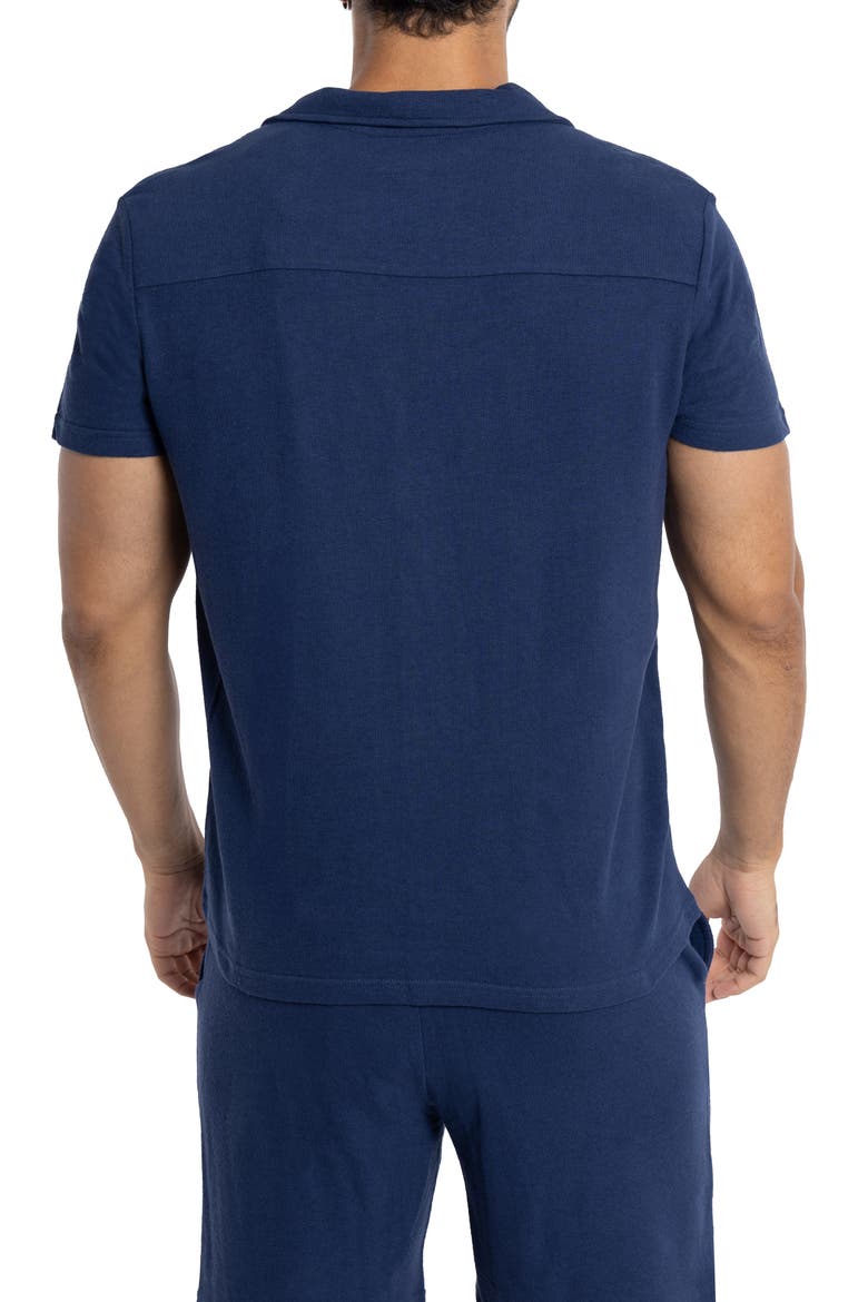 Relaxed Cotton & Hemp Button-Down Polo, Alternate, color, MIDNIGHT BLUE