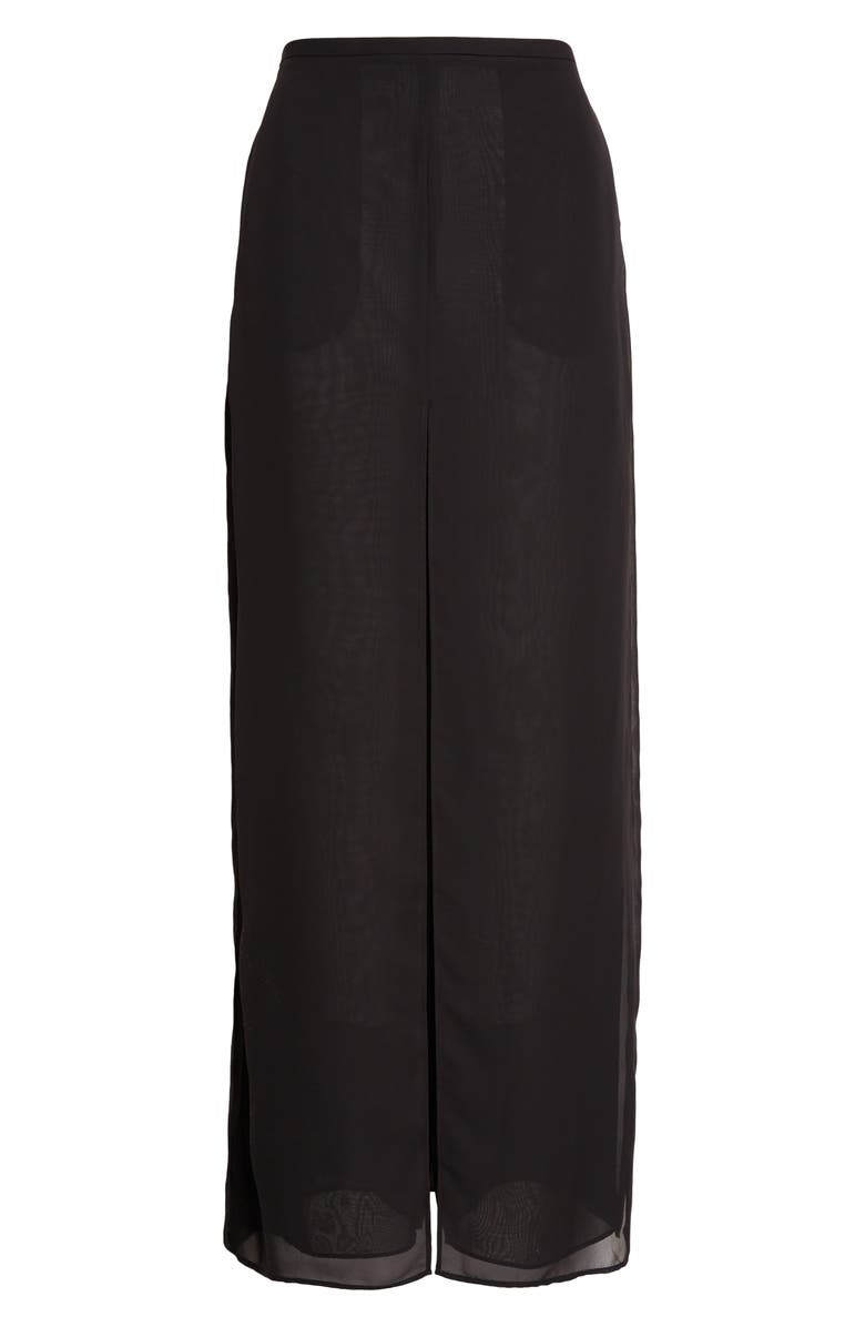 Giorgio Armani Georgette Panel Pants, Alternate, color, Solid Black