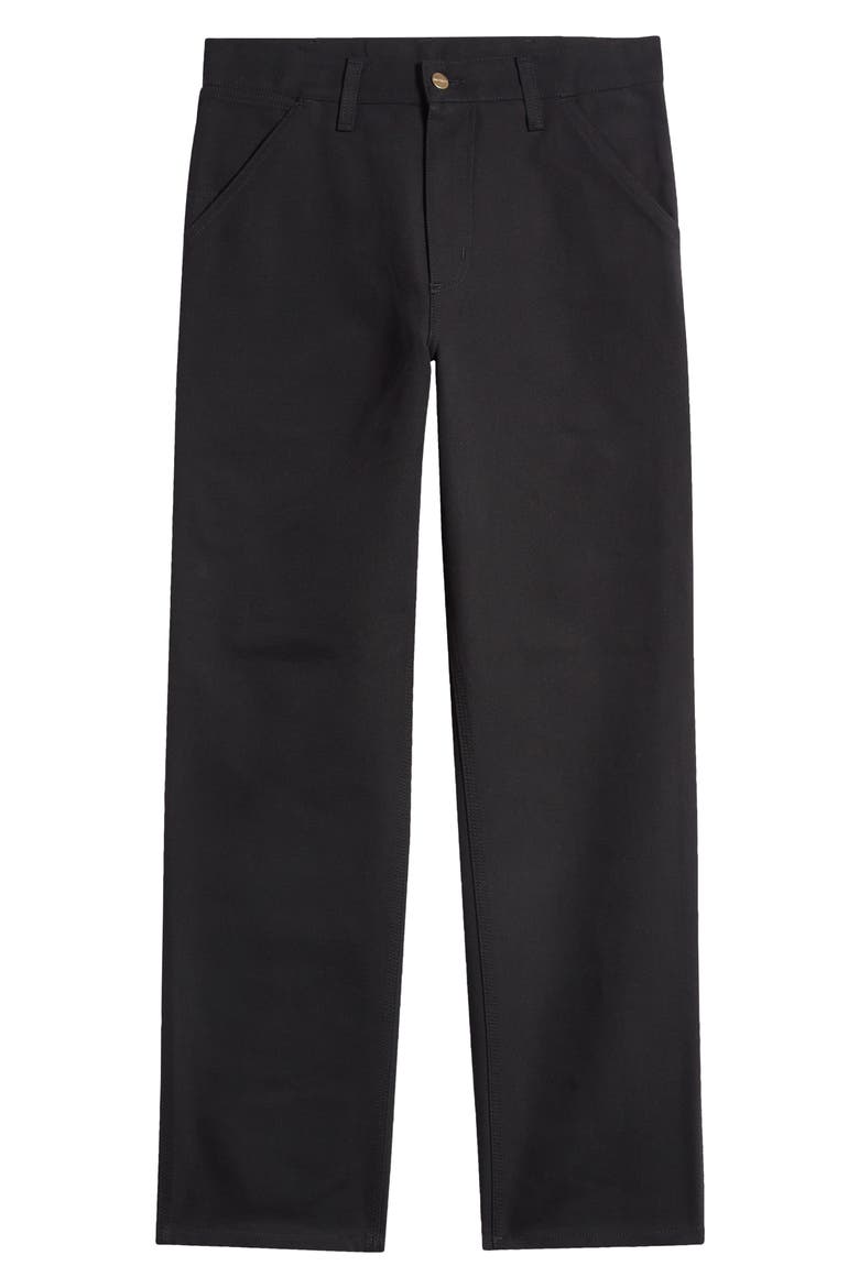 Single Knee Organic Cotton Canvas Straight Leg Pants, Alternate, color, BLACK RIGID