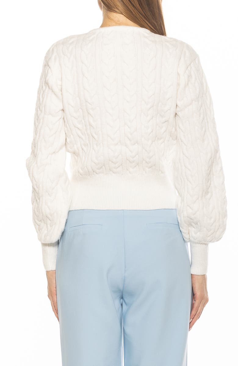 Alexia Admor Berli Balloon Sleeve Cable Knit Crop Sweater, Alternate, color, Ivory