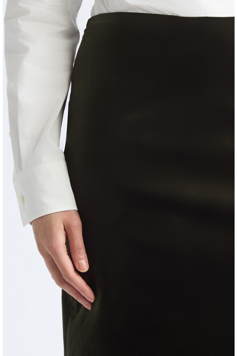 Stretch Velveteen Pencil Skirt, Alternate, color, UTILITY