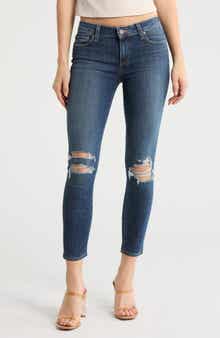 PAIGE Verdugo Ripped Mid Rise Crop Skinny Jeans