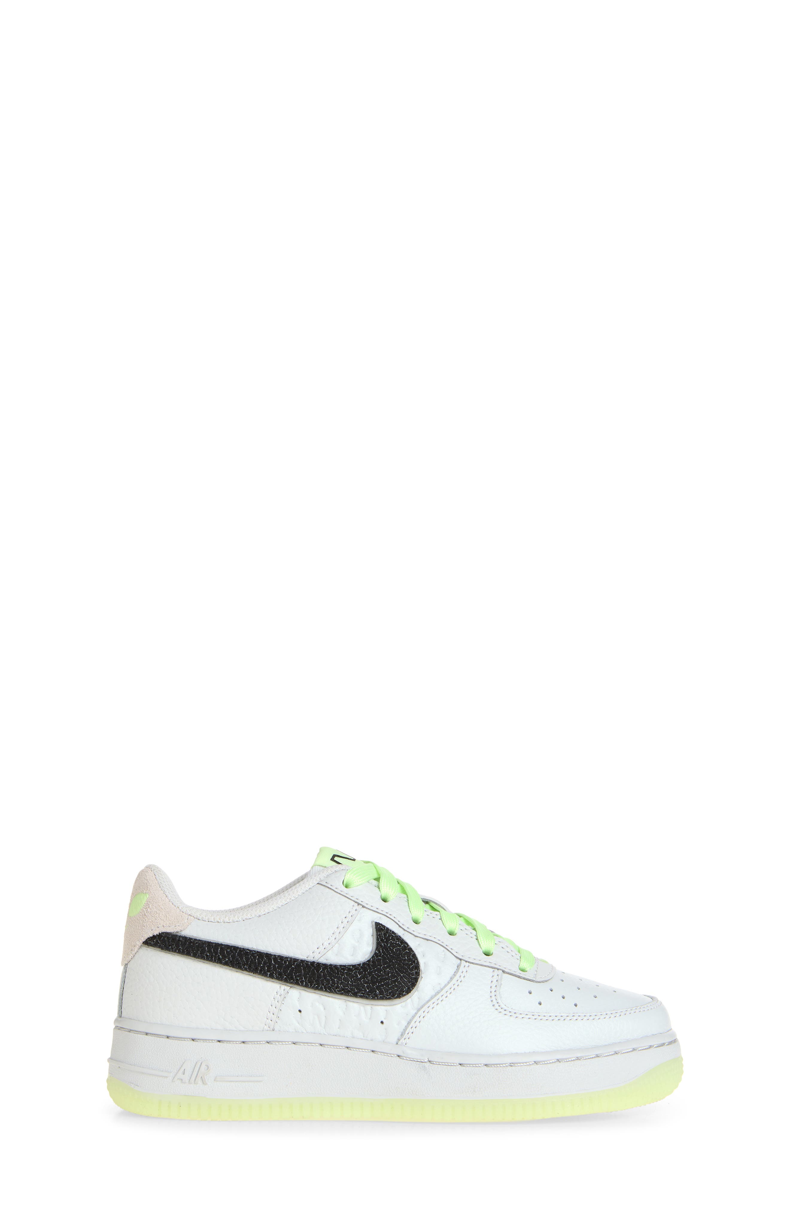 Kids' Force 1 Low Alien Glow-in-the-Dark Sneaker, Alternate, color, PHOTON DUST/ BLACK/ VOLT