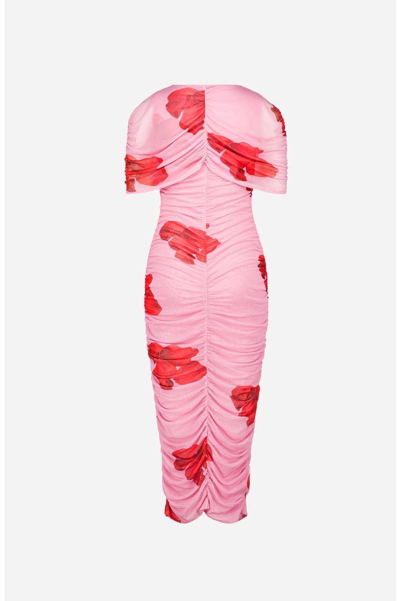 Draped Floral Midi Dress, Alternate, color, Pink Floral