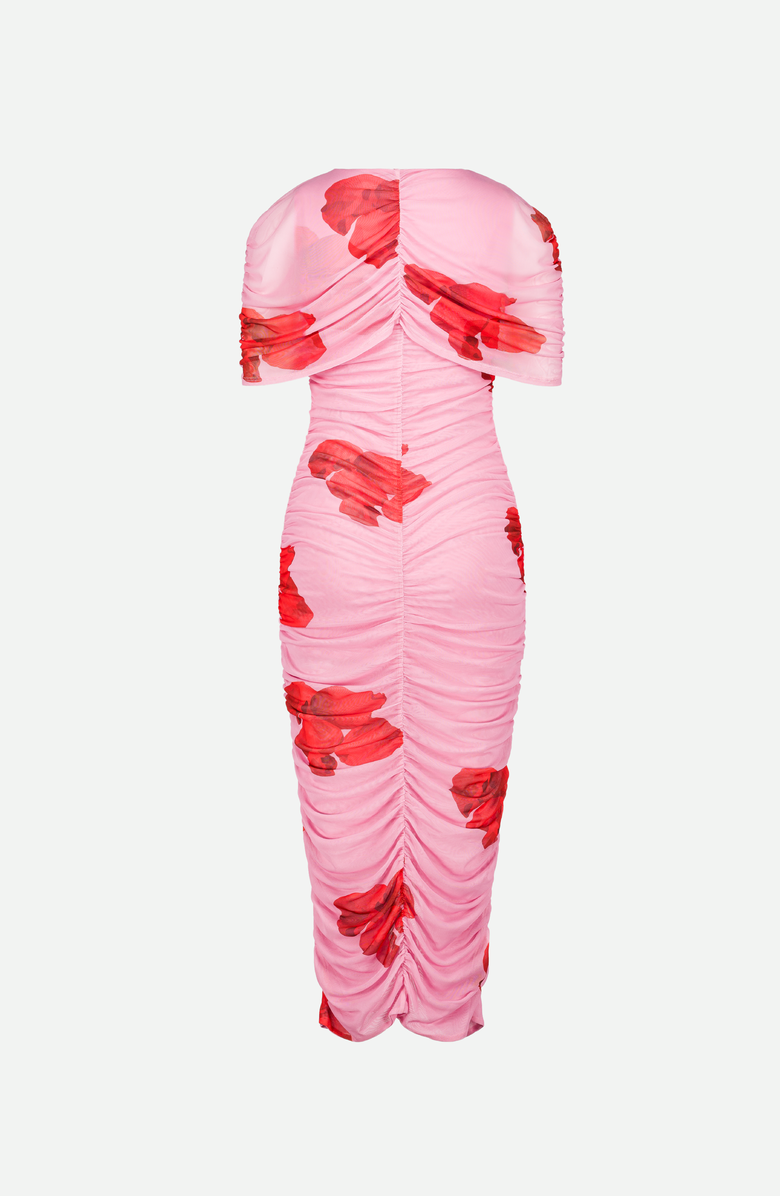 SAEMDI Draped Floral Midi Dress, Alternate, color, Pink Floral