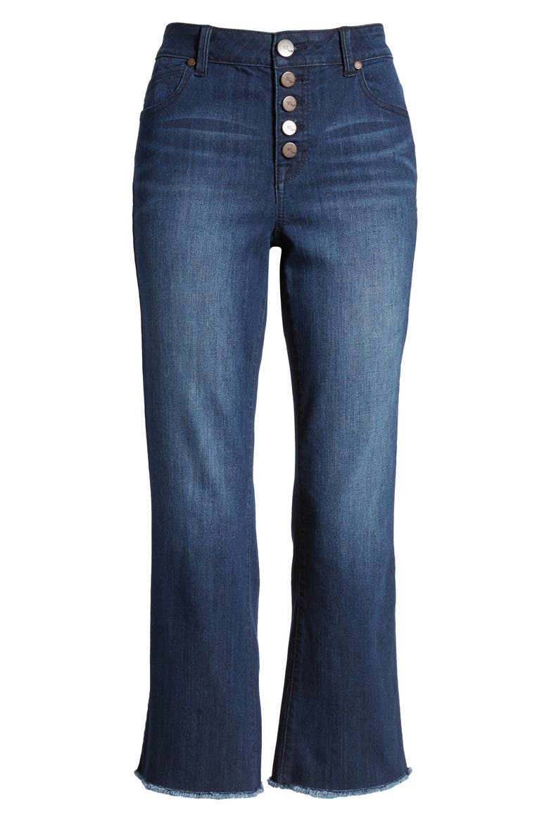 Button Front High Waist Crop Flare Jeans, Alternate, color, GAVIN