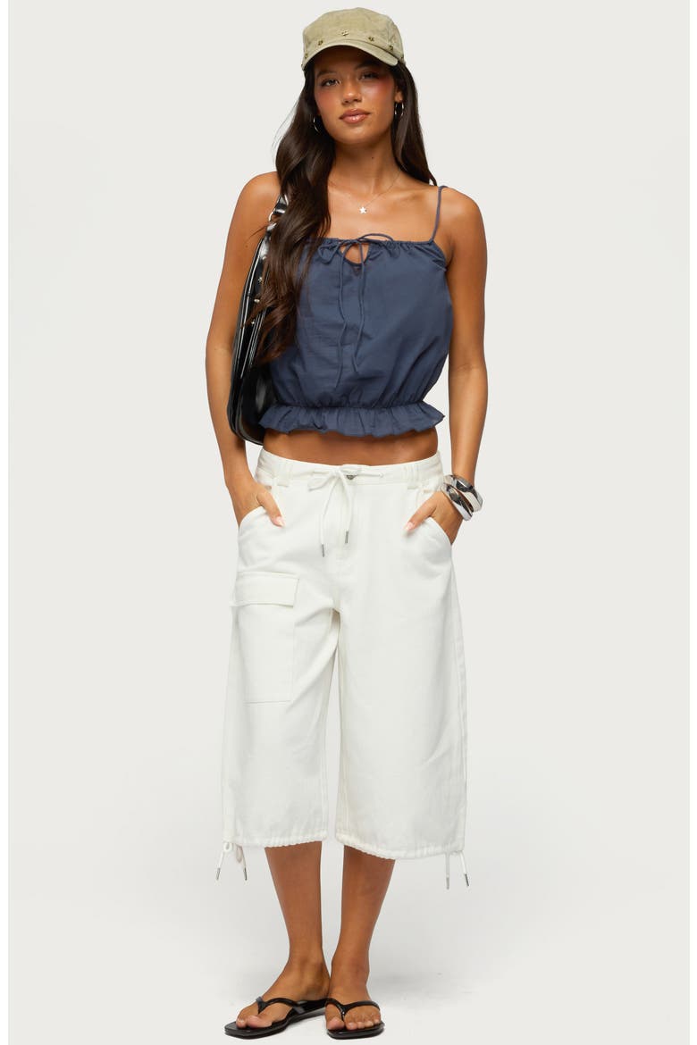 Tohar Keyhole Tie Front Top, Alternate, color, NAVY