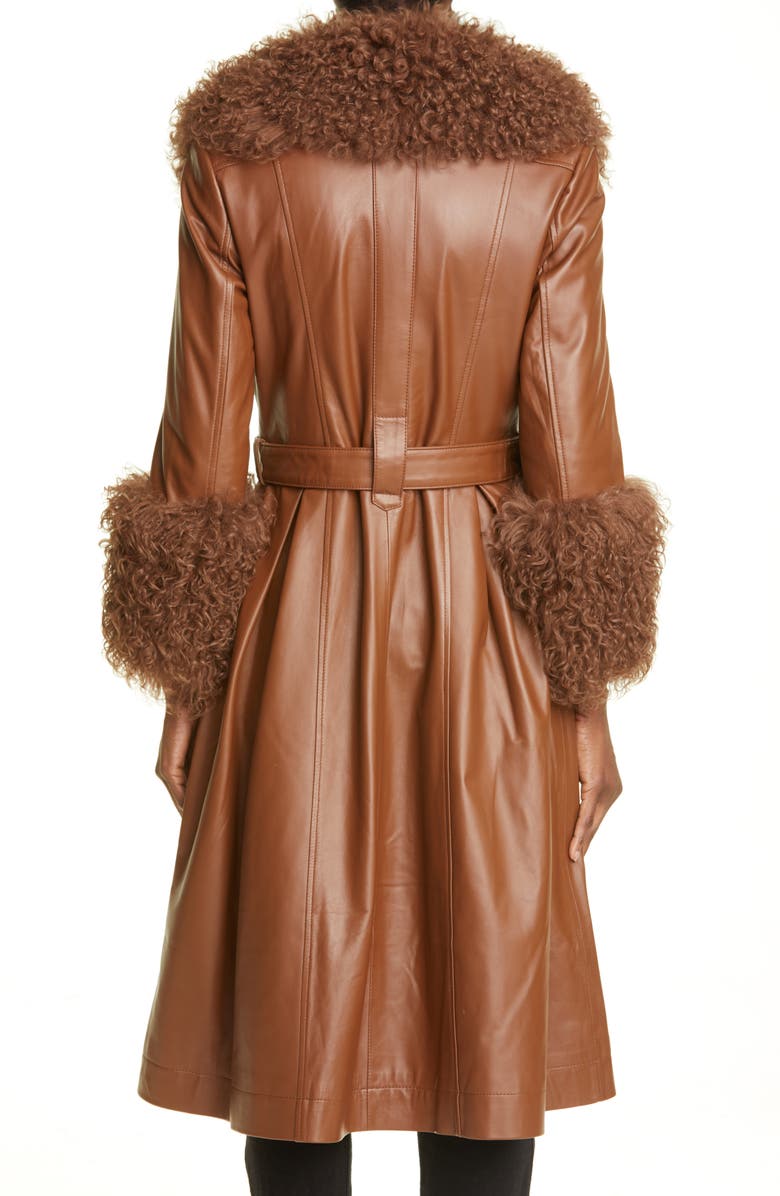 Saks Potts Foxy Genuine Shearling Trim Leather Coat, Alternate, color,