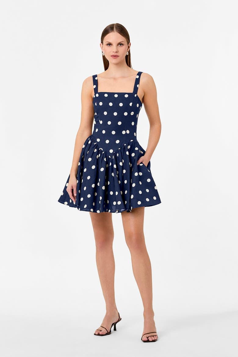 VITTORIA DRESS, Alternate, color, NAVY POLKA DOT