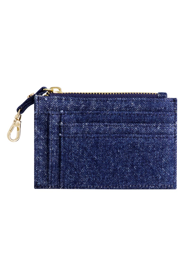 Denim Zip Card Case, Alternate, color, MEDIUM BLU