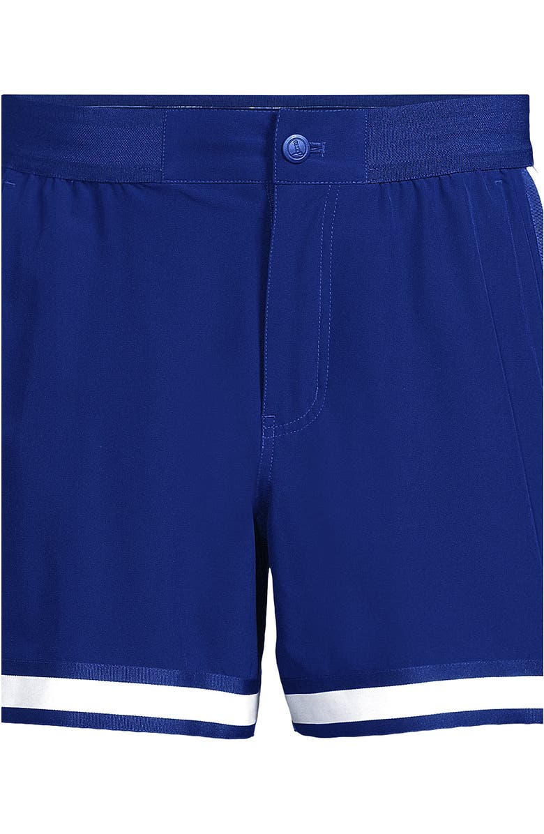 Lands' End 5" Quick Dry Striped Pull on Board Short, Alternate, color, Brilliant Cobalt