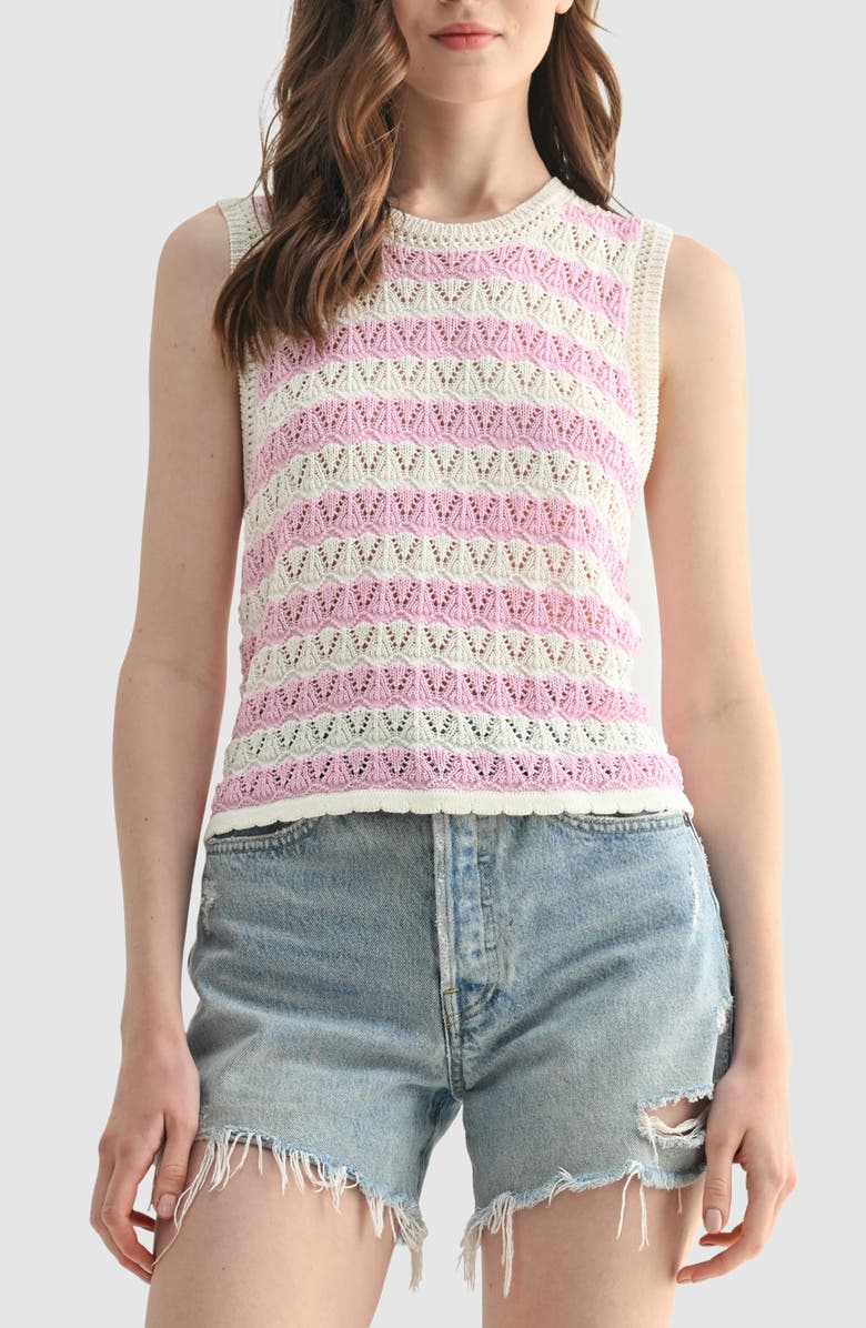 All in Favor Stripe Knit Sweater Tank, Main, color, Cream Pink