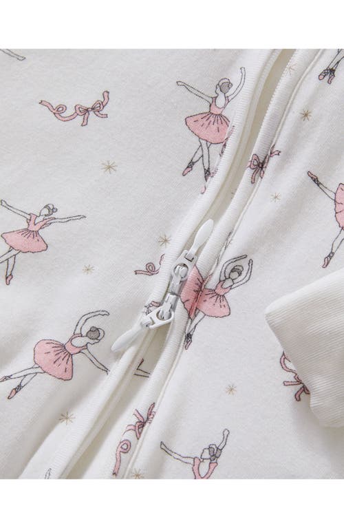 Petite Plume Sugar Plum Fairy Stretch Pima Cotton Blend Convertible One-piece Pajamas In White